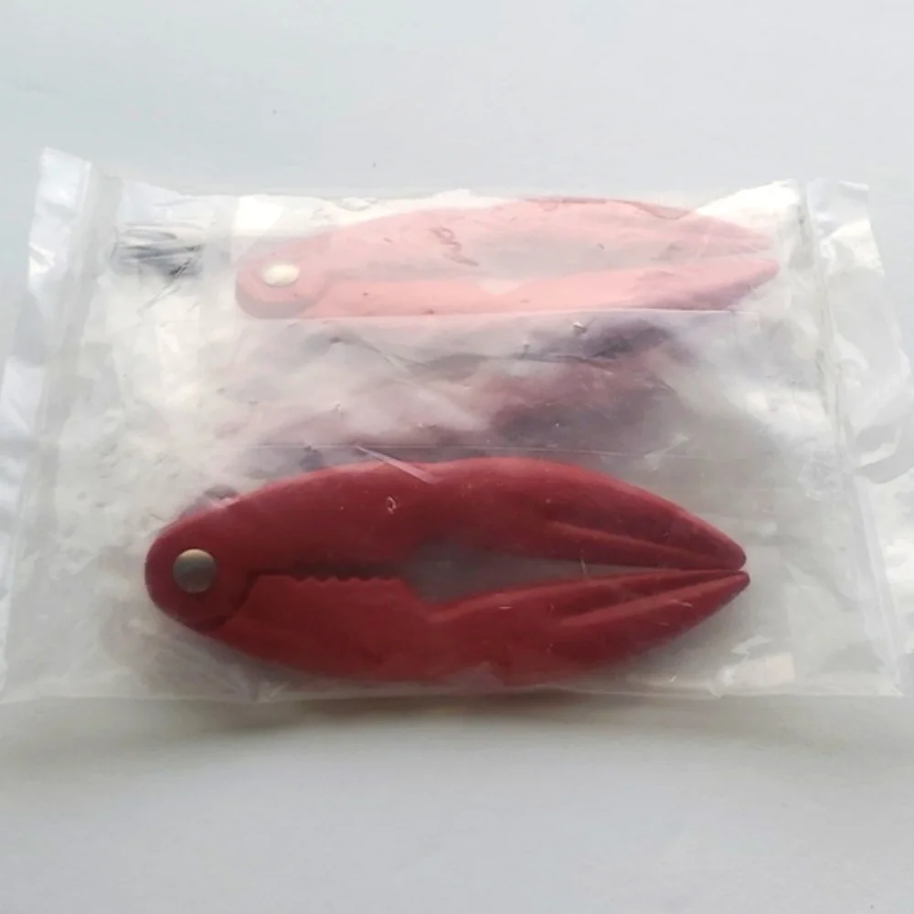 Vintage Lilian Vernon Set of 4 Red Enamel Lobster Cracker & Stainless Steel Fork